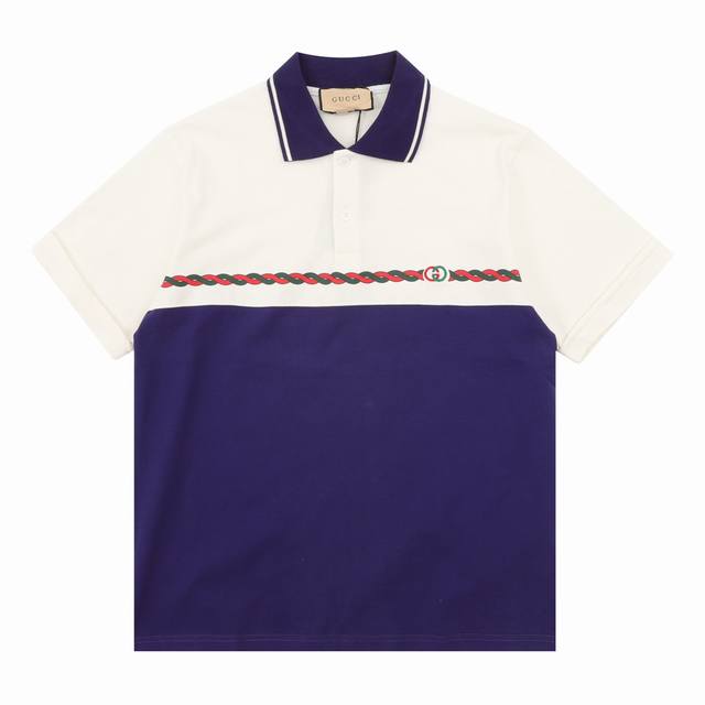 Gucci 古驰 拼接麻花腰带LOGO翻领Polo短袖 size：S-L