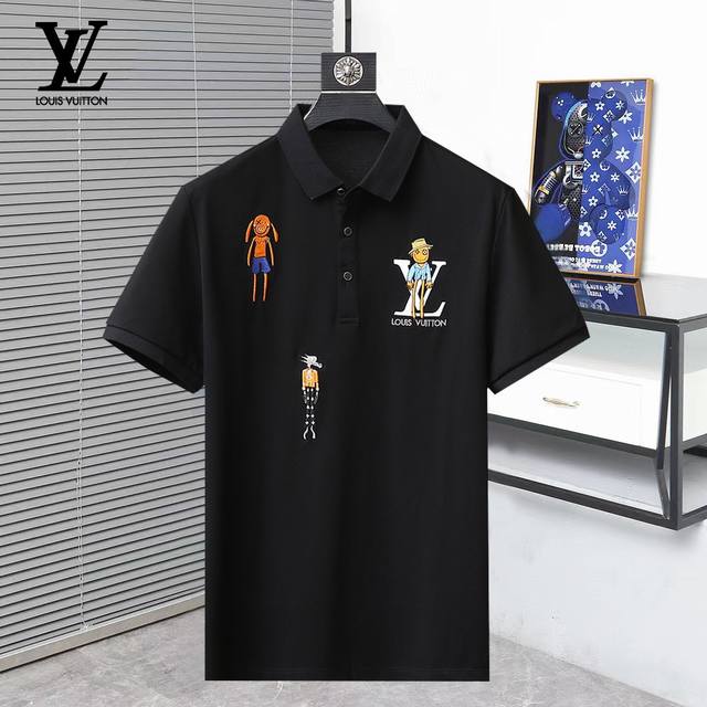 LV 24ss专柜同款polo 翻领短袖T恤 定制面料 质地丝光棉面料采用原厂弹力绒面亲肤面料，高弹力好伸缩，采用品牌Logo标志图案，高端人士必备单品，原厂辅