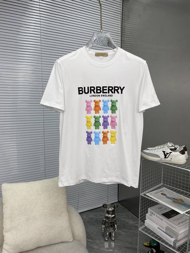 Burberry巴宝莉 2024ss春夏高品质丝光棉短袖T恤 M-6XL可穿至230斤 顶级原单品质，当下最新工艺要求，顶级订单要求车线做工，超级好搭配，顶级定