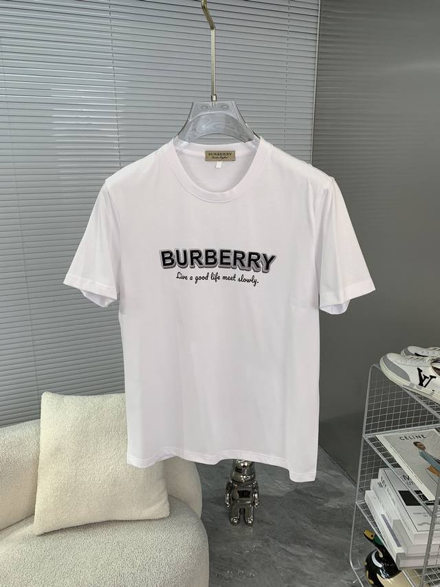 Burberry巴宝莉 2024ss春夏高品质丝光棉短袖T恤 M-6XL可穿至230斤 顶级原单品质，当下最新工艺要求，顶级订单要求车线做工，超级好搭配，顶级定