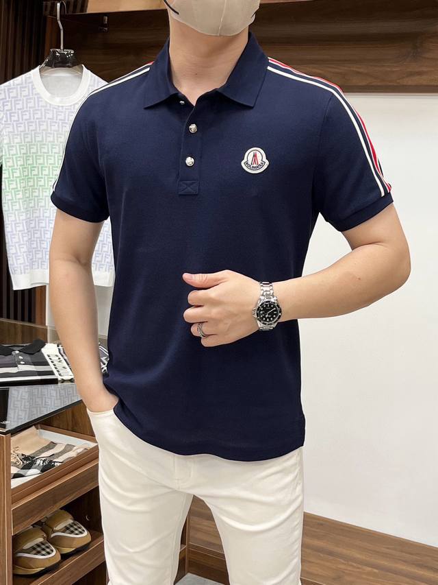 MONCLER 蒙口 -高级轻奢单品 2024ss龙年夏季专柜时尚大爆款翻领T恤，休闲时尚外穿 内搭必备款，舒适好看上身可见 定制进口高端丝光面料，手感细腻丝滑