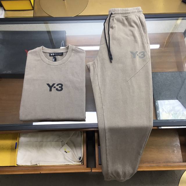 新品套装上衣 ，裤 Y-3 可拆卖 2024春夏 SS Y*本季主推仿旧水洗褪色短袖体恤长裤套装 定制贵柜品质巴黎百分棉260克长绒棉面料，前幅Y~3标志性LO