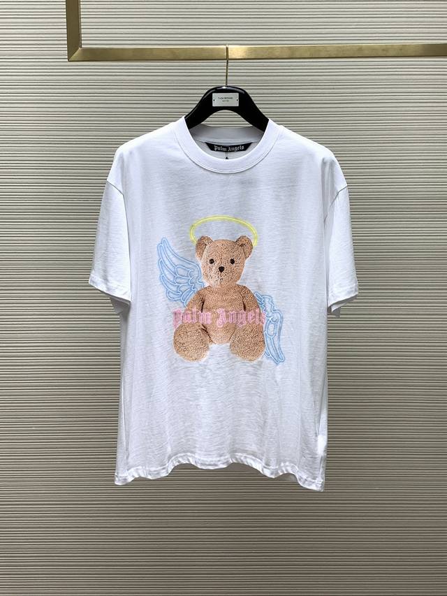 Palm Angels 棕榈天使，2024SS夏季新品，专柜同步有售，原单狠货，时尚休闲短袖T恤，采用进口120支欧棉透气面料，顶级印花工艺字母图案logo，三