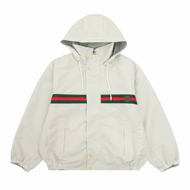 GUCCI 古驰 红绿织带双面风衣连帽外套 size：XS-L