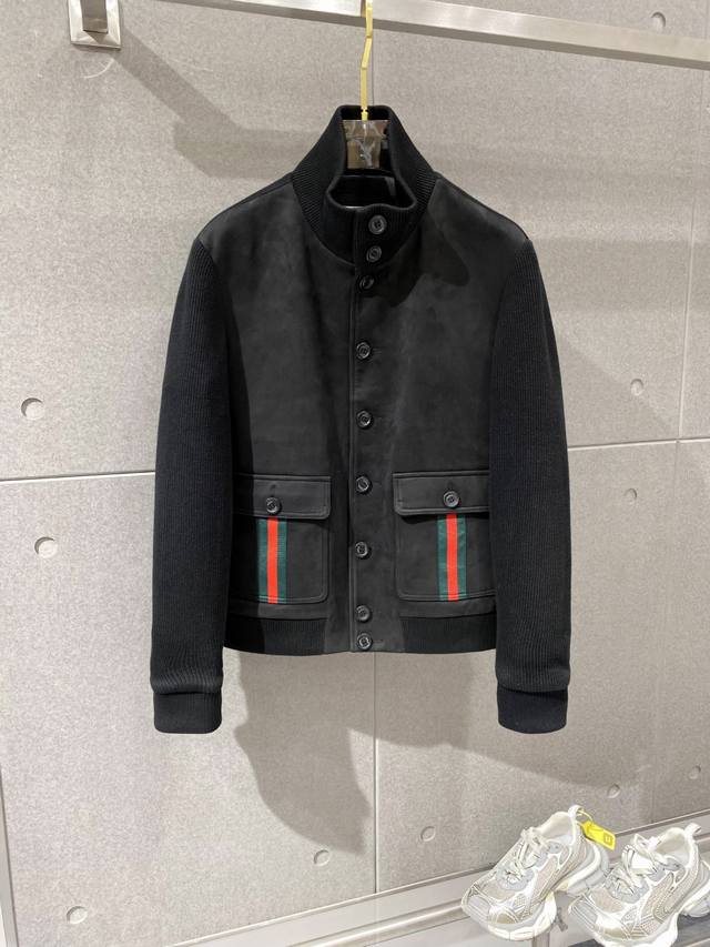 品牌：GUCCI 材质：进口山羊皮+针织 尺码：48-56 特殊尺码定制