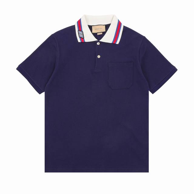 GUCCI 古驰 领口织带双G翻领Polo短袖 size：S-L