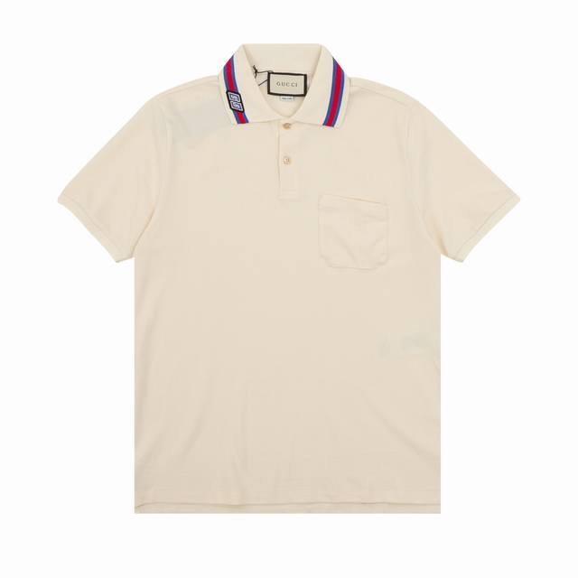 GUCCI 古驰 领口织带双G翻领Polo短袖 size：S-L