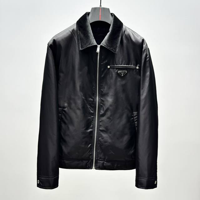 PRAD SS24 Blouson Jacket 纯色翻领拉链长袖夹克 男款 面料