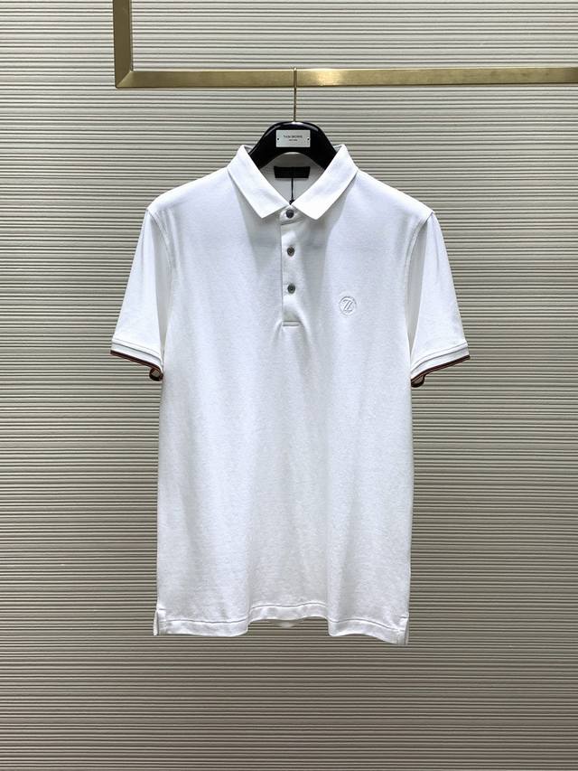 杰尼亚 Zegna，2024夏季最新品，专柜同步有售，原单狠货，时尚休闲翻领短袖T恤，采用进口原版面料，舒适透气，顶刺绣工艺字母图案装饰logo，上身帅气十足！