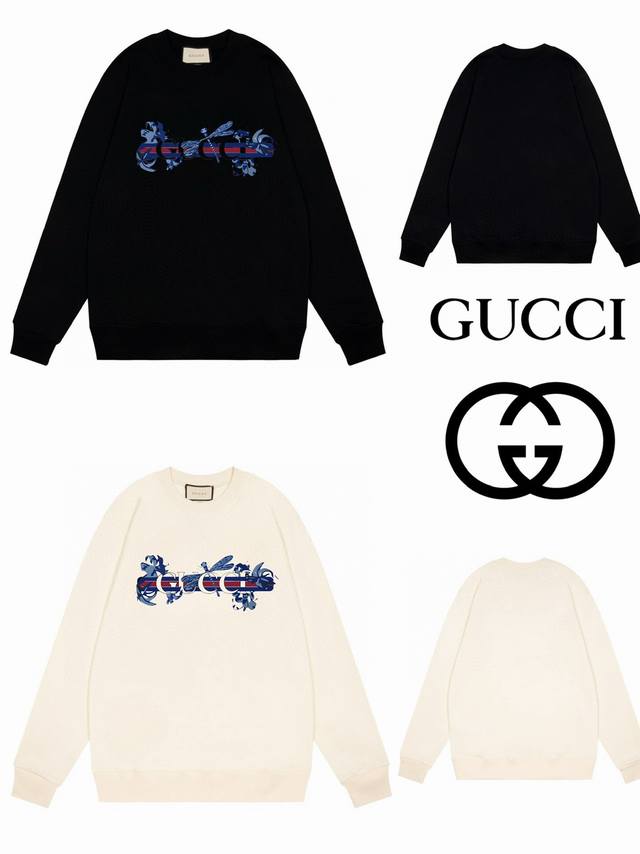 GUCCI古驰 2024新款圆领卫衣 400克 ：白色 黑色 ：XS-L