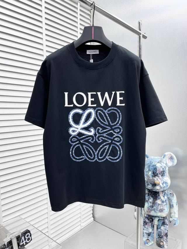 Loewe*2024春夏新款男女同款短袖T恤，原厂订单渠道，极具个性高级风，标志logo图案描边印花工艺设计！情侣款纯棉短袖T恤！！最新时尚潮流人气产物驾到，又