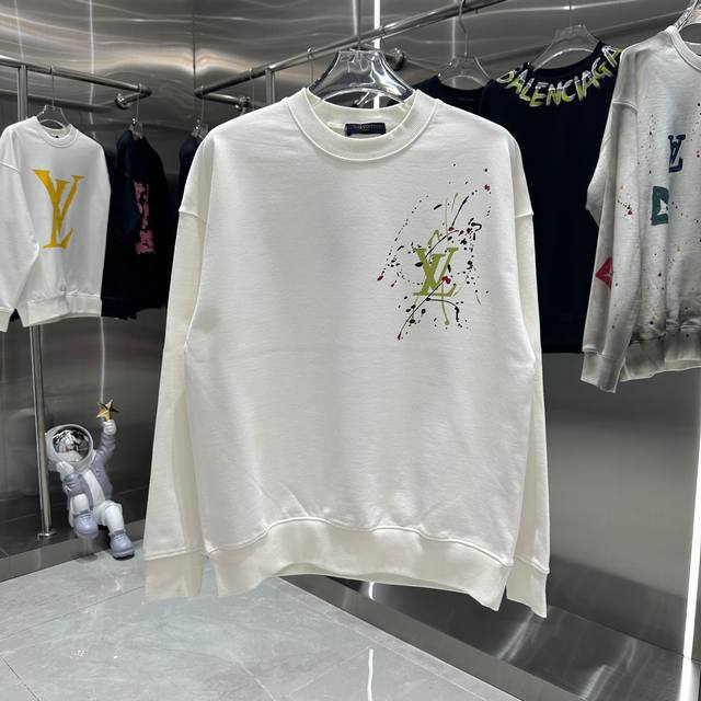 LV 2024 秋冬新款 圆领印花卫衣 男女同款 S M L XL XXL 五个码 黑色