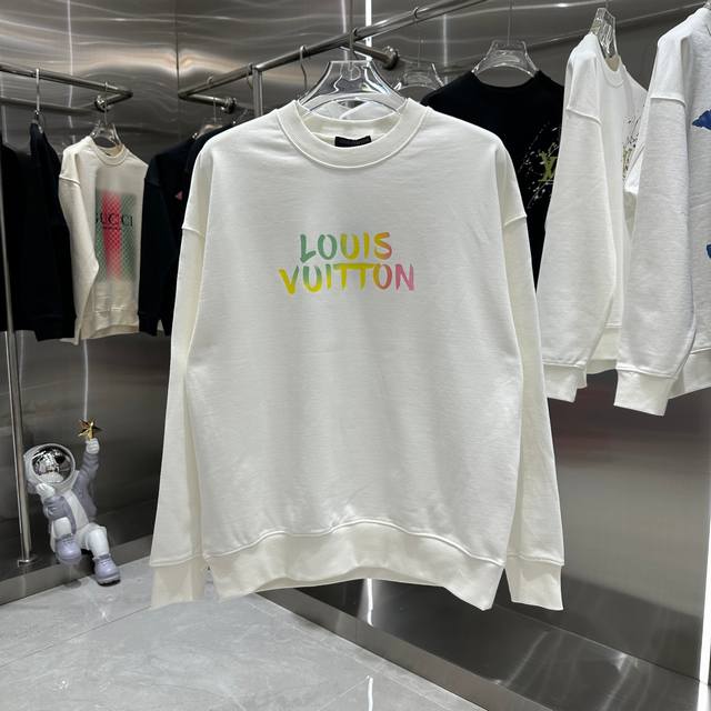 LV 2024 秋冬新款 圆领印花卫衣 男女同款 S M L XL XXL 五个码 黑色