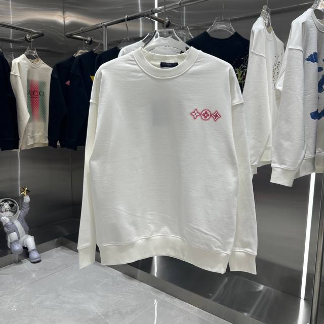 LV 2024 秋冬新款 圆领印花卫衣 男女同款 S M L XL XXL 五个码 黑色 - 点击图像关闭