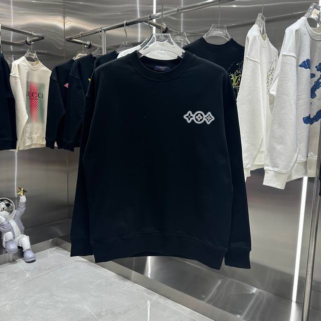 LV 2024秋冬新款 圆领印花卫衣 男女同款 S M L XL XXL 五个码 黑色