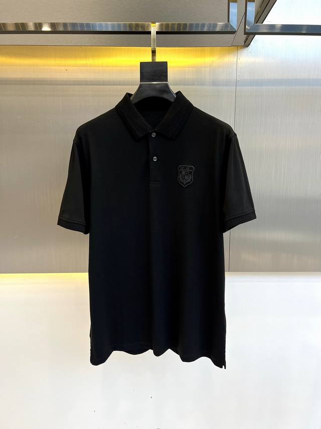 Loro Piana-lp 意大利奢侈品牌2024ss春夏新品 ，男士商务休闲纯色翻领短袖polo衫，客供进口100%珠地棉面料，甄选上等长绒棉花原料，面料属性