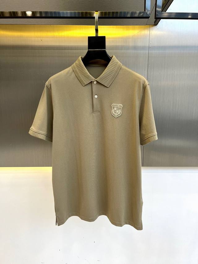 Loro Piana-lp 意大利奢侈品牌2024ss春夏新品 ，男士商务休闲纯色翻领短袖polo衫，客供进口100%珠地棉面料，甄选上等长绒棉花原料，面料属性