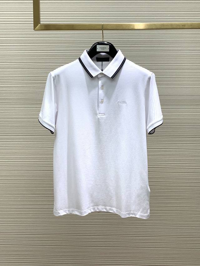 杰尼亚 Zegna，2024夏季最新品，专柜同步有售，原单狠货，时尚休闲翻领短袖T恤，采用进口原版面料，舒适透气，顶级刺绣工艺字母图案logo，上身帅气十足！3