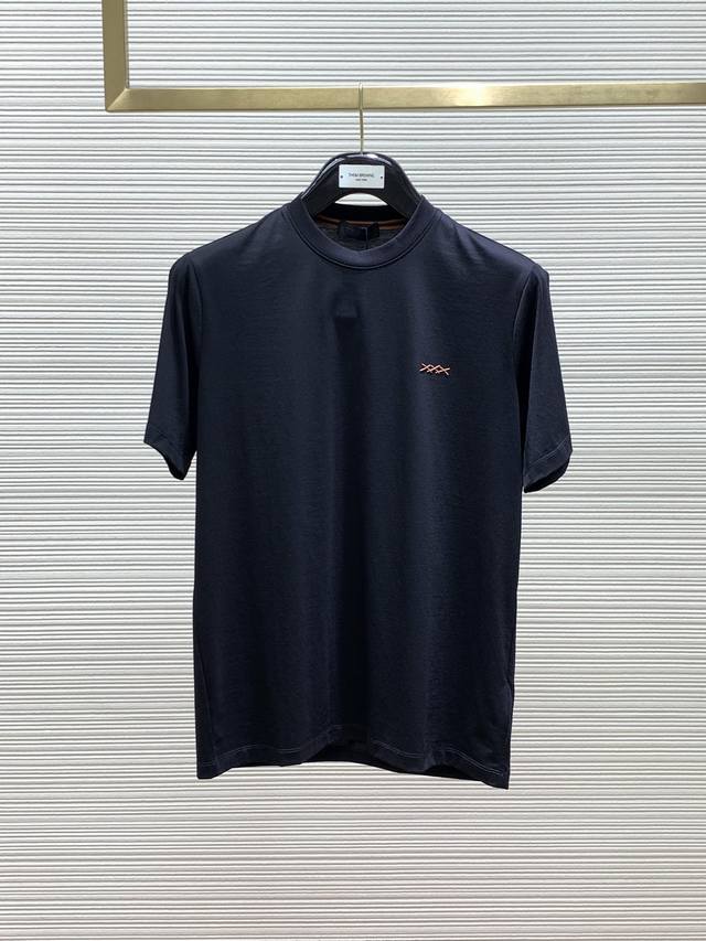 杰尼亚 Zegna，2024夏季最新品，专柜同步有售，原单狠货，时尚休闲圆领短袖T恤，采用进口原版面料，舒适透气，顶级刺绣工艺字母图案logo，上身帅气十足！2