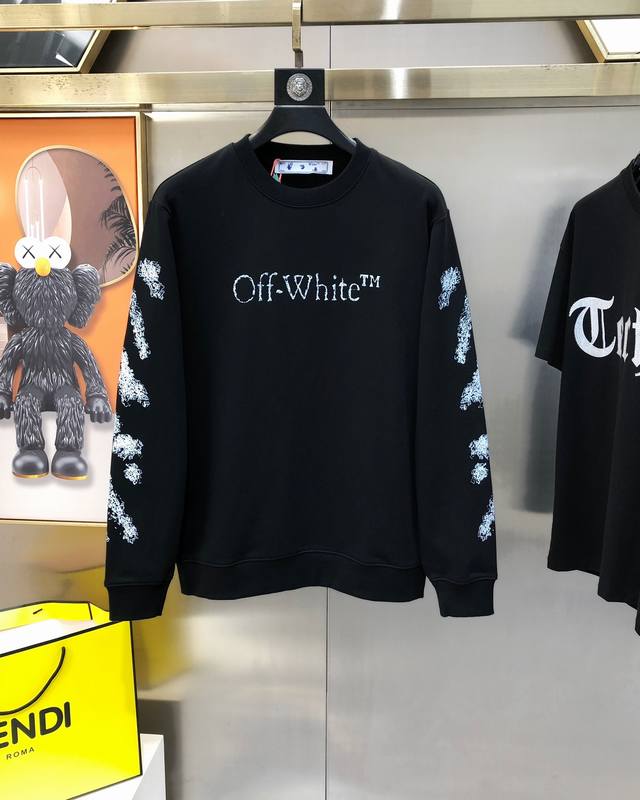 OFF-White2024早秋新款原单男士卫衣 官网款 时尚百搭爆款OS宽松偏大版型狠货 高端定制 高版本双袖胸前印胶印花字母logo图案设计 原版进口420克