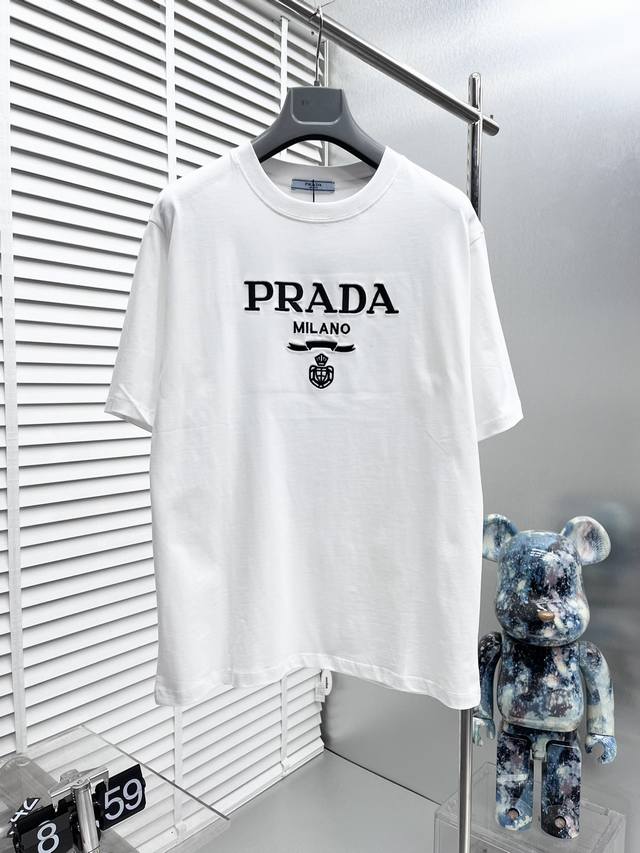 Prad* 2024夏季新款，经典刺绣短袖，时尚进口原版面料，上身舒适透气，上身帅气有型，高版本男女同款 码数：M-3XL - 点击图像关闭