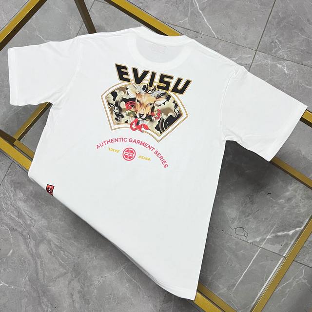 2024上新早春 Evisu 福神新款男士福鹿印花圆领宽松休闲情侣短袖T恤 码数S-XXL