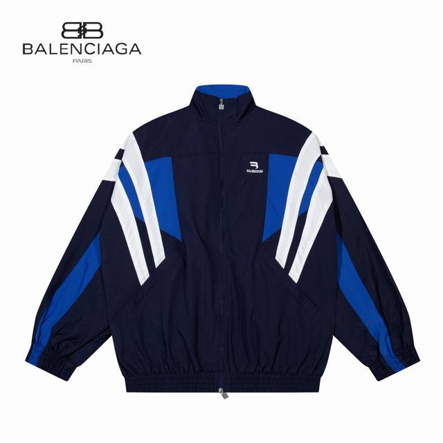 纯原 款号：AB025 上新 BALENCIAGA丨23FW 巴黎世家 拼色条纹校服外套 宽松版型 杨紫同款 走秀爆款单品 专柜同步上新 面料采用原版高弹聚纤科