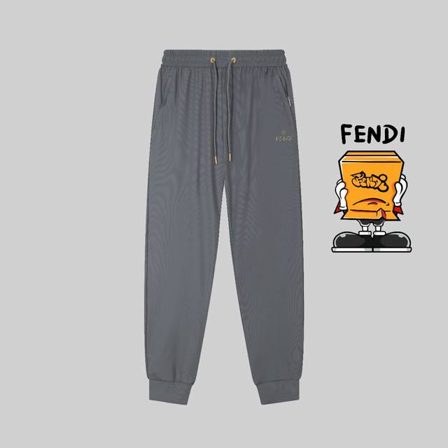 Fendi 芬迪春夏季新款 两色高品质薄款运动休闲冰丝裤 爽滑舒适抗皱无痕的好裤子 质感柔软 手感微弹 ，清凉冰丝裤 腰部松紧带， 版型设计时尚潮流 走线工整整