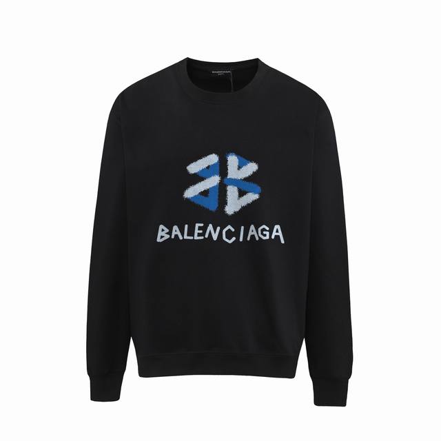 741# ，Balenciaga巴黎世家印花圆领毛圈卫衣 1:1对版面料400克毛圈高克重百分百纯棉 提前做过预缩水1×1双纱洗一辈子都不会变形的 男女同款 官