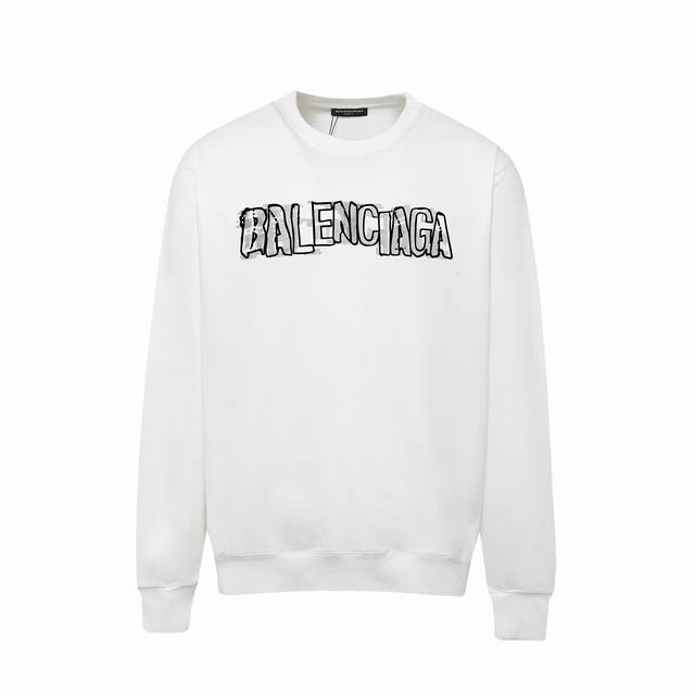 7120# ，Balenciaga巴黎世家印花圆领毛圈卫衣 1:1对版面料400克毛圈高克重百分百纯棉 提前做过预缩水1×1双纱洗一辈子都不会变形的 男女同款