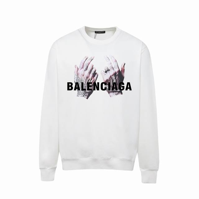 7119# ，Balenciaga巴黎世家印花圆领毛圈卫衣 1:1对版面料400克毛圈高克重百分百纯棉 提前做过预缩水1×1双纱洗一辈子都不会变形的 男女同款