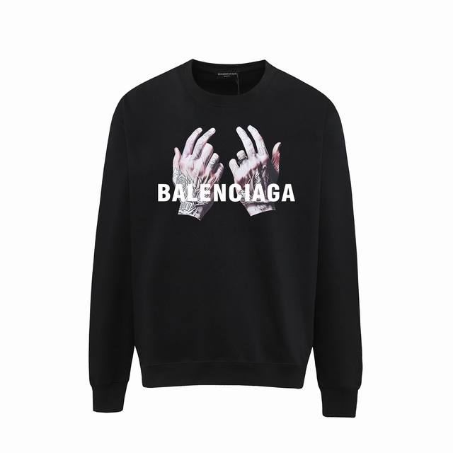 7119# ，Balenciaga巴黎世家印花圆领毛圈卫衣 1:1对版面料400克毛圈高克重百分百纯棉 提前做过预缩水1×1双纱洗一辈子都不会变形的 男女同款