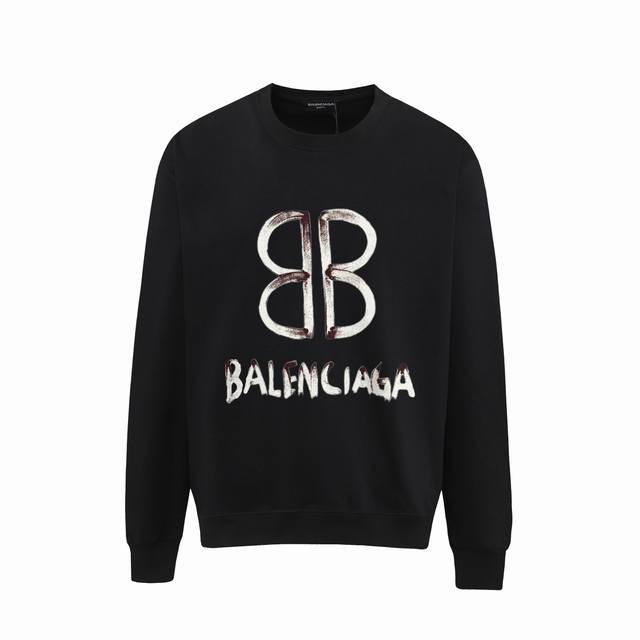 712# ，Balenciaga巴黎世家印花圆领毛圈卫衣 1:1对版面料400克毛圈高克重百分百纯棉 提前做过预缩水1×1双纱洗一辈子都不会变形的 男女同款 官