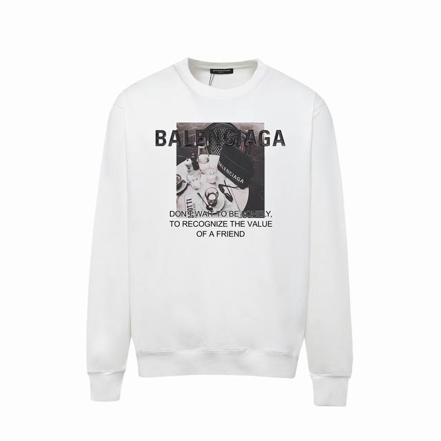 7133# ，Balenciaga巴黎世家印花圆领毛圈卫衣 1:1对版面料400克毛圈高克重百分百纯棉 提前做过预缩水1×1双纱洗一辈子都不会变形的 男女同款