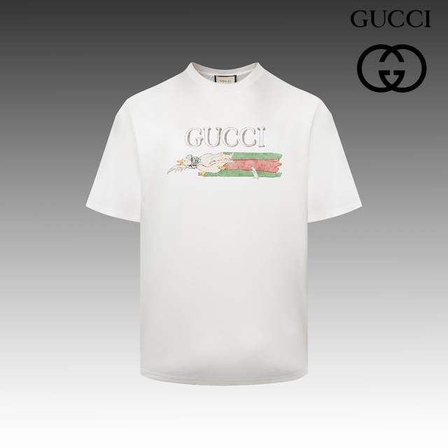 高版本 古驰 GUCCI 2024春夏季新款 搭配重工高端数码个性LOGO印花，做工细致完美 高端定制，采用230克双面定制面料，版型设计前卫时尚，上身有型，非