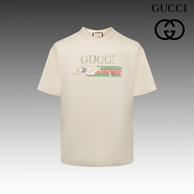 高版本 古驰 GUCCI 2024春夏季新款 搭配重工高端数码个性LOGO印花，做工细致完美 高端定制，采用230克双面定制面料，版型设计前卫时尚，上身有型，非