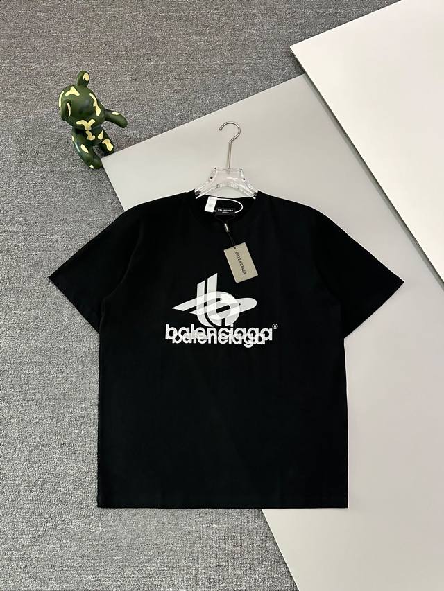 高版本］balenciaga 巴黎世家 叠层logo重影字母印花logo标识印花 精致升级。高版本 短袖t恤原版面料 官方同款 32支250克 纯棉面料 手感非