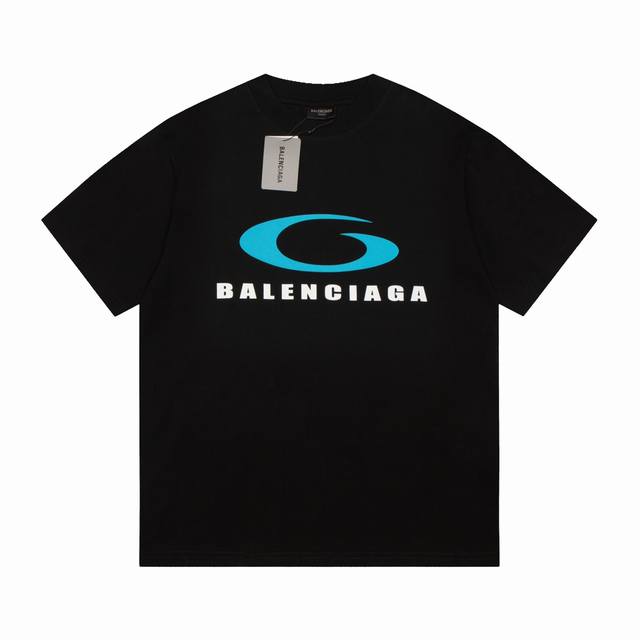 高品质 Balenciga 巴黎世家 蓝圈印花圆领短袖T恤 标准的印花技术，纯棉柔软面料，对色定染面料，超精细平网印花工艺，潮流感十足，定染纯棉面料，OS版型，