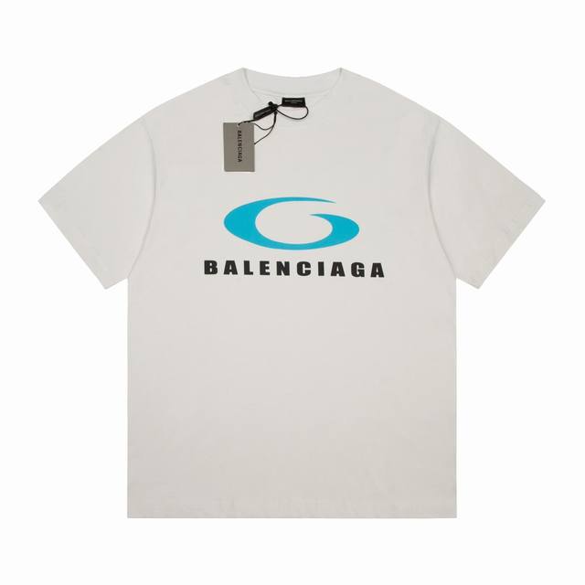 高品质 Balenciga 巴黎世家 蓝圈印花圆领短袖T恤 标准的印花技术，纯棉柔软面料，对色定染面料，超精细平网印花工艺，潮流感十足，定染纯棉面料，OS版型，