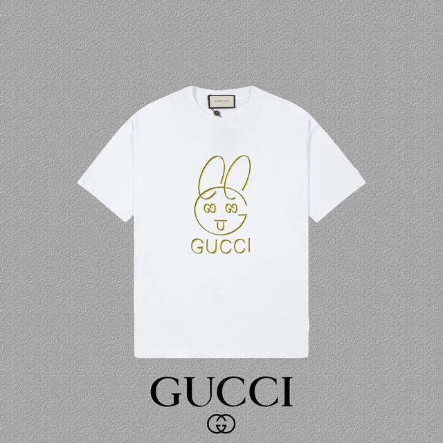 Gucci 古奇] 2024FW短袖T恤 LOGO印花 高端32s双纱260克面料 重磅面料 定制拉架罗纹同缸同染 三标齐全 男女同款 颜色：黑色 白色 尺码： - 点击图像关闭