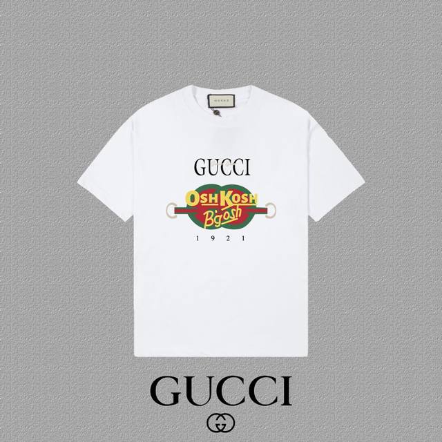 Gucci 古奇] 2024FW短袖T恤 LOGO印花 高端32s双纱260克面料 重磅面料 定制拉架罗纹同缸同染 三标齐全 男女同款 颜色：黑色 白色 尺码：