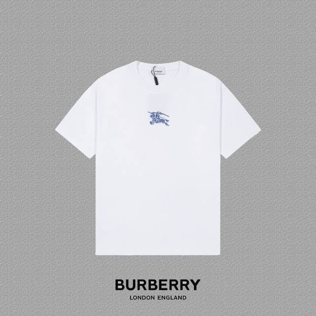 Burberry 巴宝莉] 2024FW短袖T恤 BBR经典战马刺绣 高端32s双纱260克面料 重磅面料 定制拉架罗纹同缸同染 三标齐全 男女同款 颜色：黑色