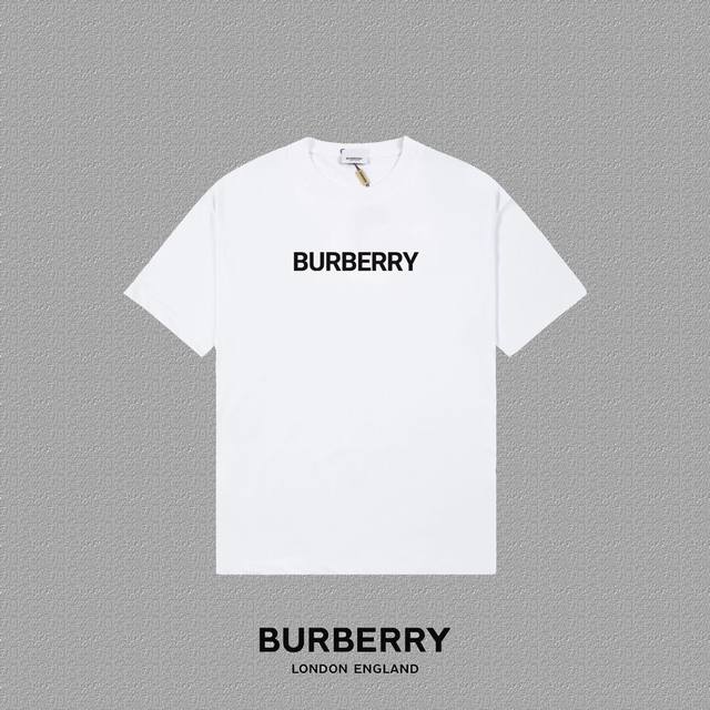 Burberry 巴宝莉] 2024FW短袖T恤 厚板字母LOGO印花 高端32s双纱260克面料 重磅面料 定制拉架罗纹同缸同染 三标齐全 男女同款 颜色：黑