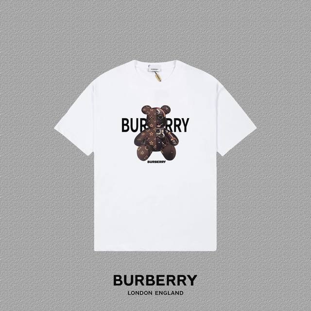 Burberry 巴宝莉] 2024FW短袖T恤 LOGO印花 高端32s双纱260克面料 重磅面料 定制拉架罗纹同缸同染 三标齐全 男女同款 颜色：黑色 白色