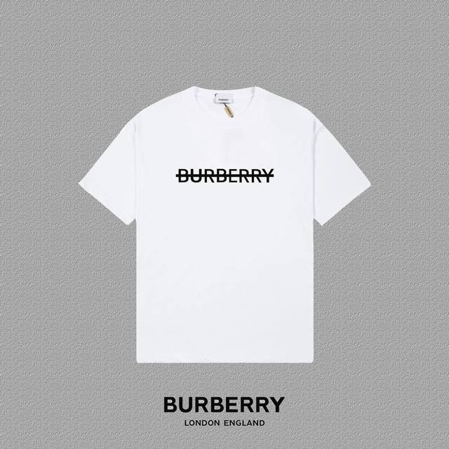 Burberry 巴宝莉] 2024FW短袖T恤 LOGO印花 高端32s双纱260克面料 重磅面料 定制拉架罗纹同缸同染 三标齐全 男女同款 颜色：黑色 白色