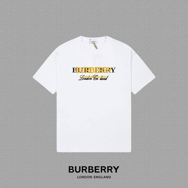 Burberry 巴宝莉] 2024FW短袖T恤 LOGO印花 高端32s双纱260克面料 重磅面料 定制拉架罗纹同缸同染 三标齐全 男女同款 颜色：黑色 白色