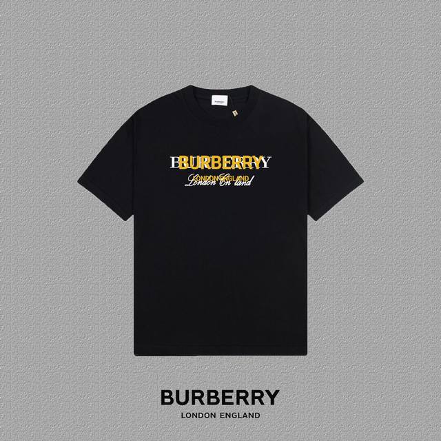 Burberry 巴宝莉] 2024FW短袖T恤 LOGO印花 高端32s双纱260克面料 重磅面料 定制拉架罗纹同缸同染 三标齐全 男女同款 颜色：黑色 白色