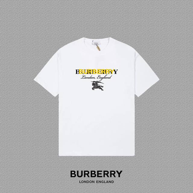 Burberry 巴宝莉] 2024FW短袖T恤 LOGO印花 高端32s双纱260克面料 重磅面料 定制拉架罗纹同缸同染 三标齐全 男女同款 颜色：黑色 白色 - 点击图像关闭