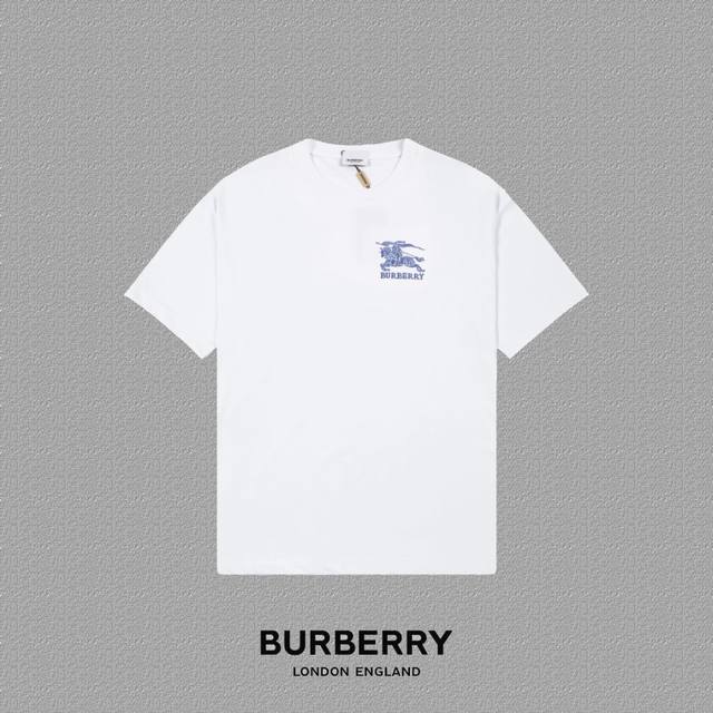 Burberry 巴宝莉] 2024FW短袖T恤 BBR经典战马刺绣 高端32s双纱260克面料 重磅面料 定制拉架罗纹同缸同染 三标齐全 男女同款 颜色：黑色