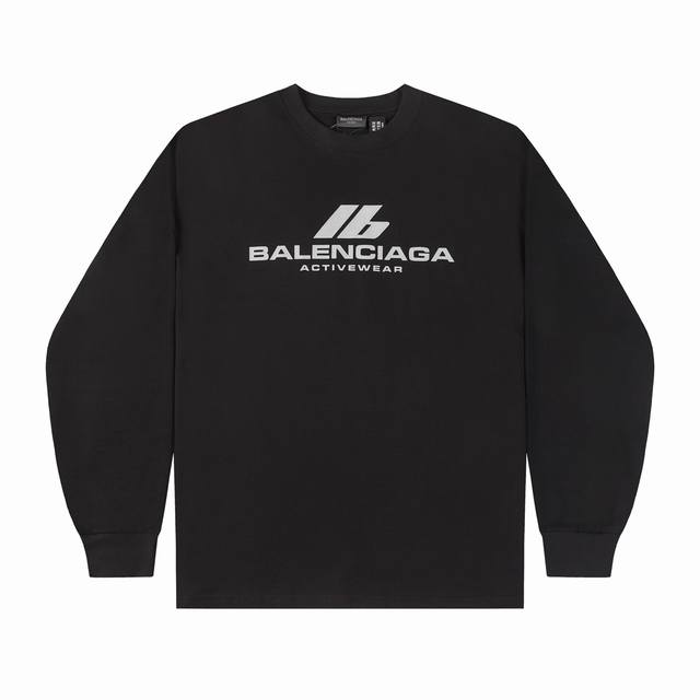 Balenciaga 巴黎世家24FW秋冬新款LB反光印花长袖T恤 -定制260g全棉双纱紧密爽滑面料，布面干净，布纹清晰，手感非常细腻扎实，更加力挺 -印花采